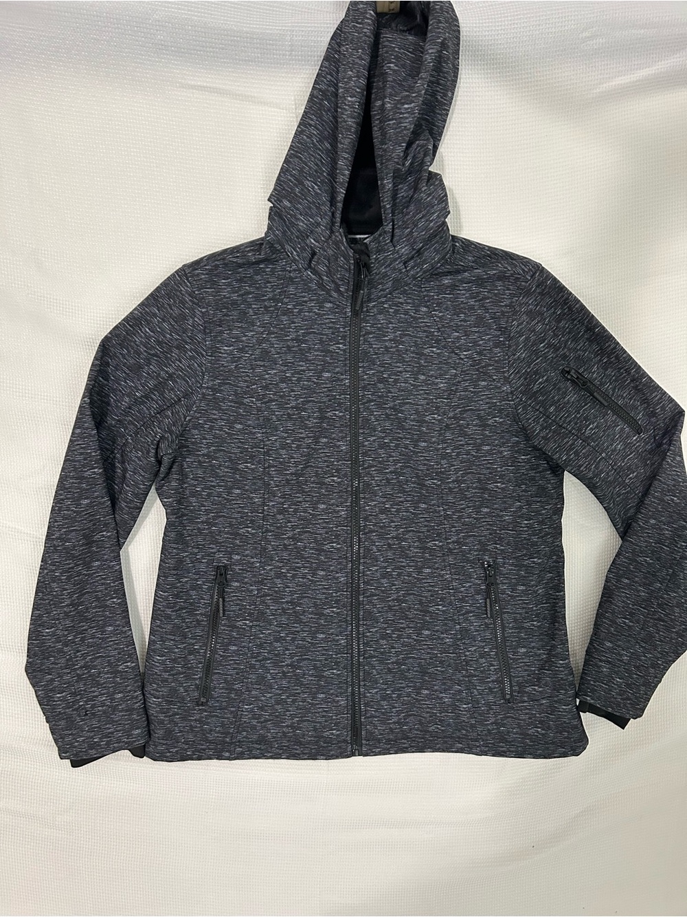 Free Country Women's Heathered Charcoal Hooded Performance Jacket Size L